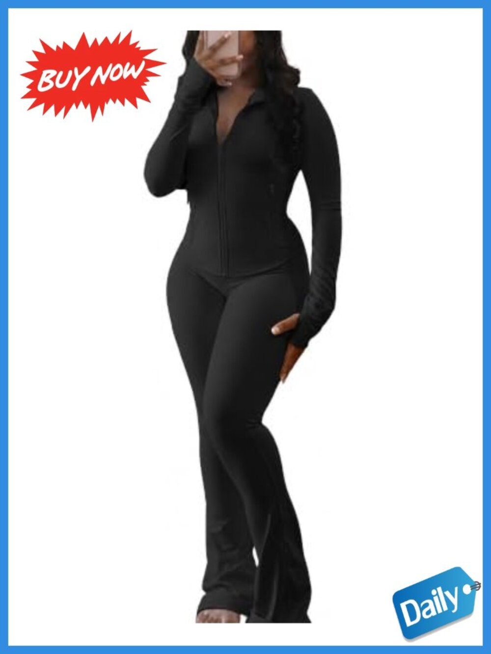 Women 2 Piece Tracksuit Zip Jacket Flare Legging Set Activewear